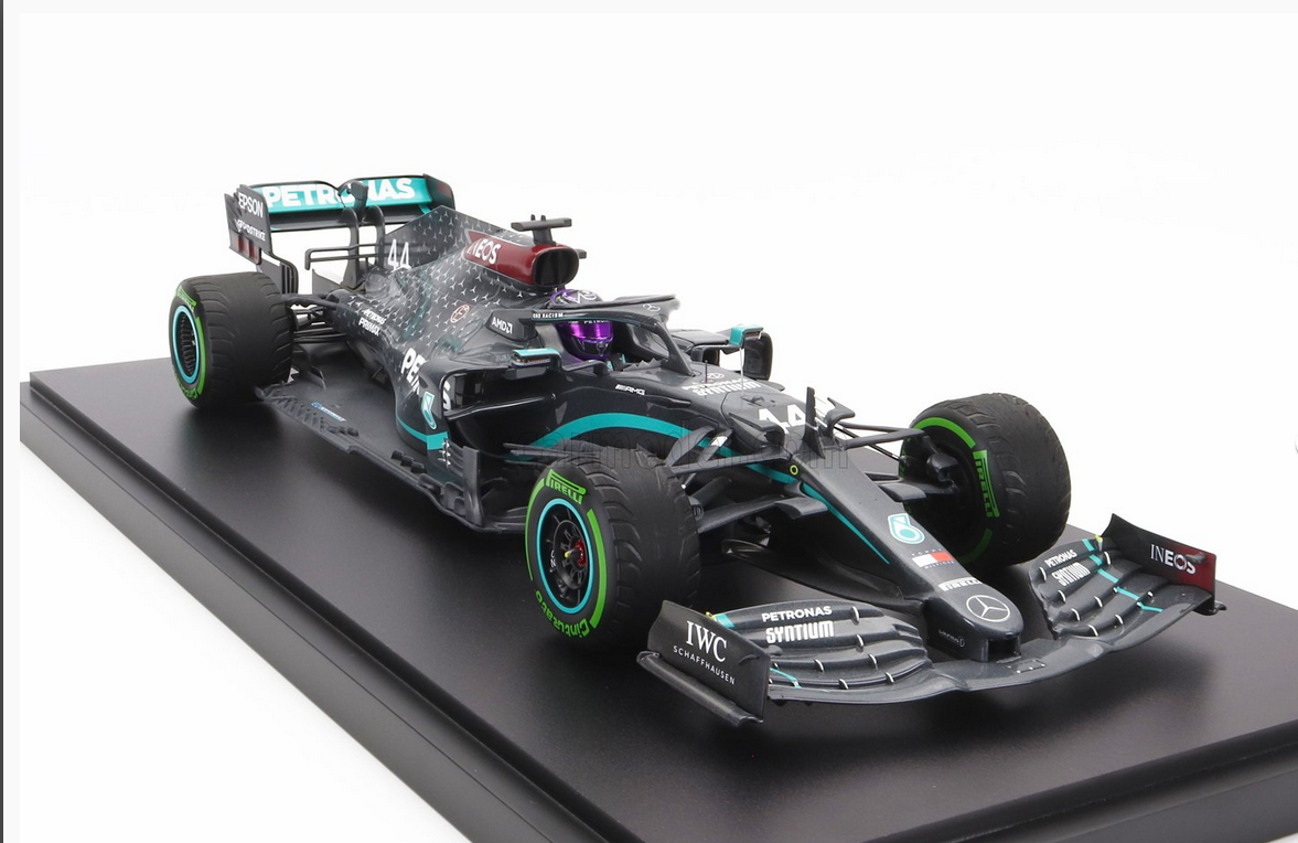 MINICHAMPS - MERCEDES GP - F1 W11 EQ PERFORMANCE TEAM AMG PETRONAS MOTORSPORT N 44 (WITH RAIN TYRES - 7 TIMES WORLD CHAMPION) WINNER TURKISH GP 2020 LEWIS HAMILTON - CON VETRINA - WITH SHOWCASE