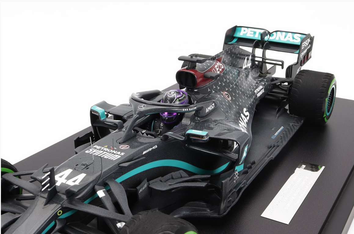 MINICHAMPS - MERCEDES GP - F1 W11 EQ PERFORMANCE TEAM AMG PETRONAS MOTORSPORT N 44 (WITH RAIN TYRES - 7 TIMES WORLD CHAMPION) WINNER TURKISH GP 2020 LEWIS HAMILTON - CON VETRINA - WITH SHOWCASE