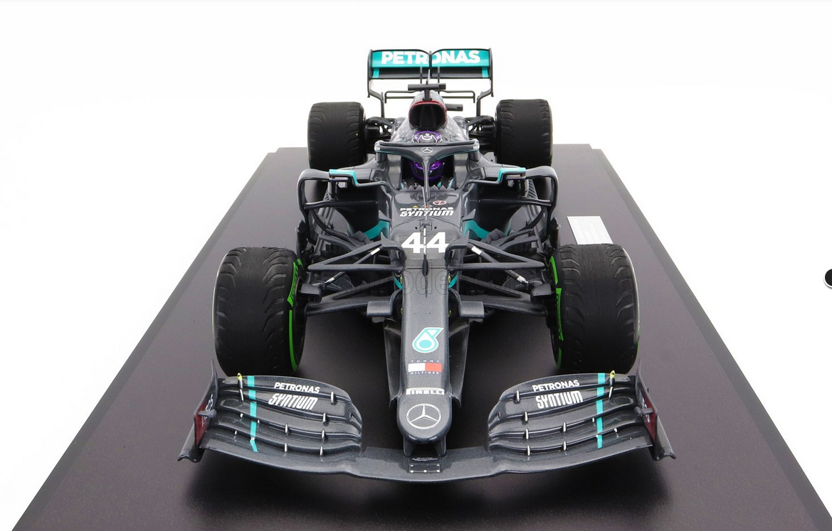 MINICHAMPS - MERCEDES GP - F1 W11 EQ PERFORMANCE TEAM AMG PETRONAS MOTORSPORT N 44 (WITH RAIN TYRES - 7 TIMES WORLD CHAMPION) WINNER TURKISH GP 2020 LEWIS HAMILTON - CON VETRINA - WITH SHOWCASE