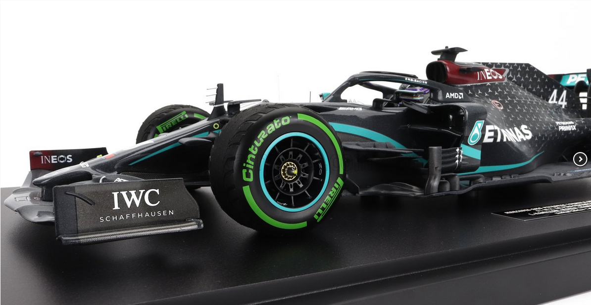 MINICHAMPS - MERCEDES GP - F1 W11 EQ PERFORMANCE TEAM AMG PETRONAS MOTORSPORT N 44 (WITH RAIN TYRES - 7 TIMES WORLD CHAMPION) WINNER TURKISH GP 2020 LEWIS HAMILTON - CON VETRINA - WITH SHOWCASE