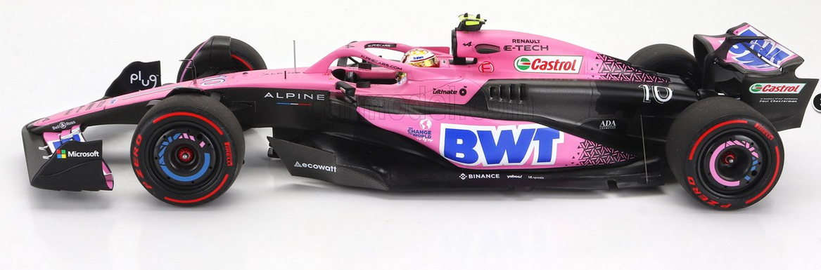 MINICHAMPS - 1/18 - RENAULT - F1 A523 TEAM BWT ALPINE N 10 9th BAHRAIN GP WITH PIT BOARD 2023 PIERRE GASLY - PINK BLACK BLUE