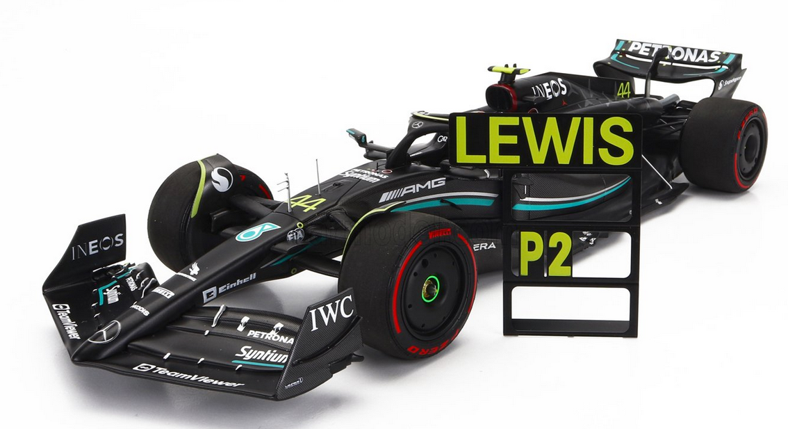 MINICHAMPS - MERCEDES GP - F1 W14 TEAM MERCEDES-AMG PETRONAS FORMULA ONE N 44 2nd AUSTRALIAN MELBOURNE GP WITH PIT BOARD 2023 LEWIS HAMILTON