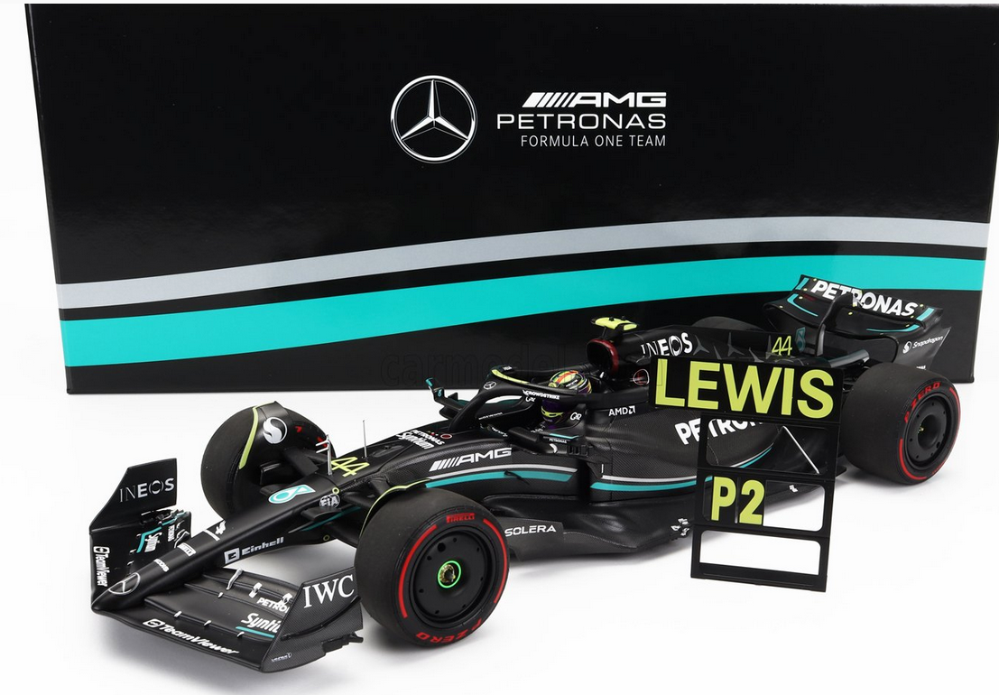 MINICHAMPS - MERCEDES GP - F1 W14 TEAM MERCEDES-AMG PETRONAS FORMULA ONE N 44 2nd AUSTRALIAN MELBOURNE GP WITH PIT BOARD 2023 LEWIS HAMILTON