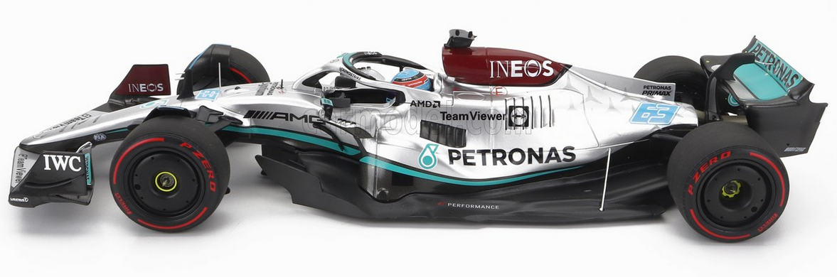 MINICHAMPS - 1/18 - MERCEDES GP - F1 W13E TEAM MERCEDES-AMG PETRONAS F1 N 63 WINNER BRAZILIAN GP 2022 GEORGE RUSSEL - SILVER GREEN