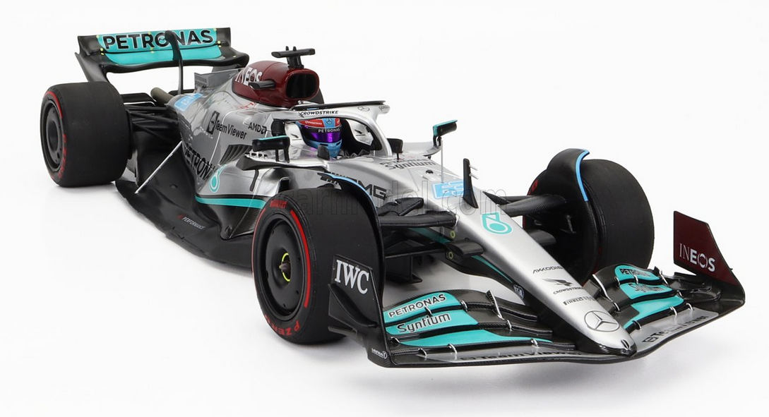 MINICHAMPS - 1/18 - MERCEDES GP - F1 W13E TEAM MERCEDES-AMG PETRONAS F1 N 63 WINNER BRAZILIAN GP 2022 GEORGE RUSSEL - SILVER GREEN