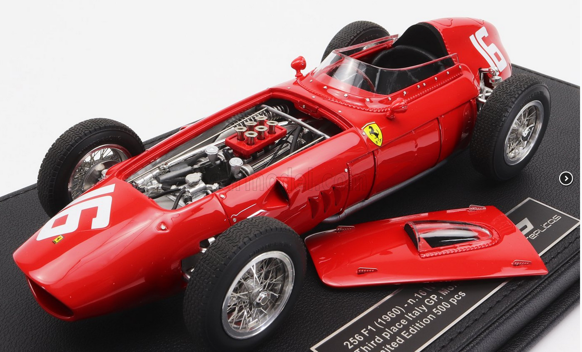 GP-REPLICAS - 1/18 - FERRARI - F1 246 SCUDERIA FERRARI N 16 3rd MONZA GP ITALY 1960 WILLY MAIRESSE - RED