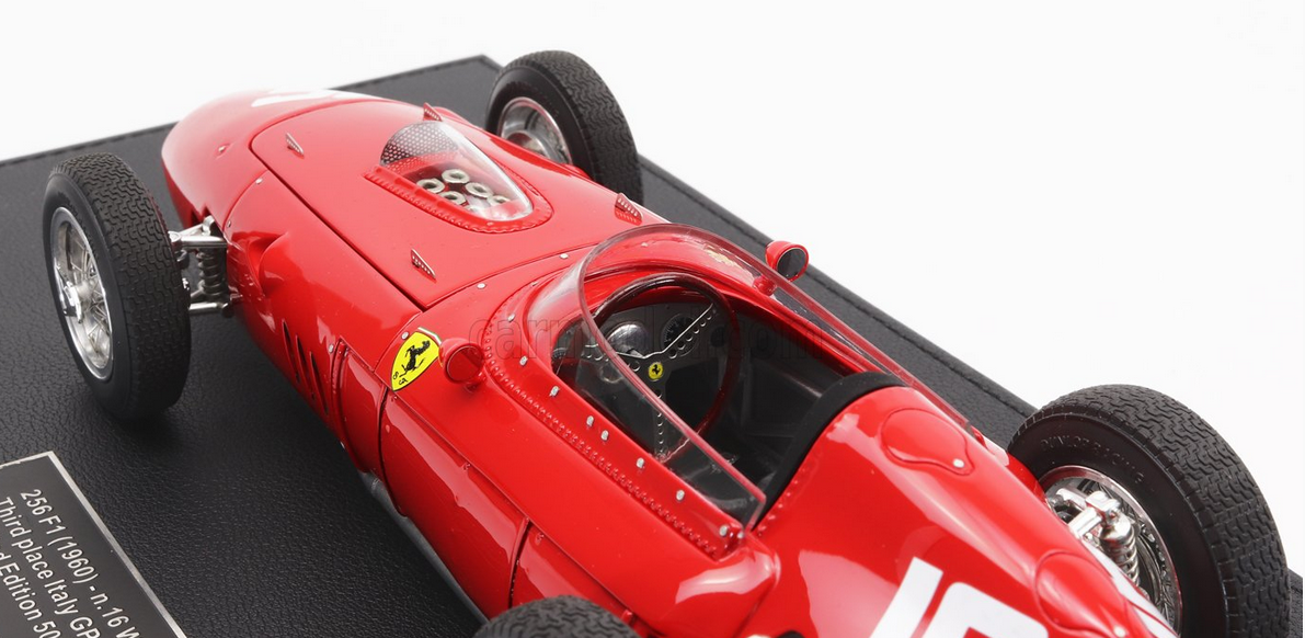 GP-REPLICAS - 1/18 - FERRARI - F1 246 SCUDERIA FERRARI N 16 3rd MONZA GP ITALY 1960 WILLY MAIRESSE - RED