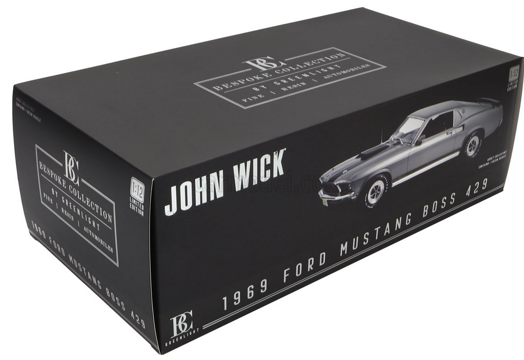 GREENLIGHT - 1/12 - FORD USA - MUSTANG BOSS 429 COUPE 1969 - JOHN WICK MOVIE I 2014 - GREY MET