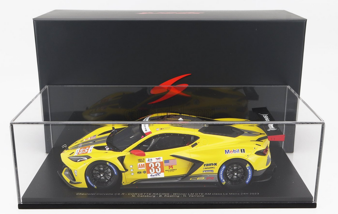 SPARK-MODEL - 1/18 - CHEVROLET - CORVETTE C8.R 5.5L V8 TEAM CORVETTE RACING N 33 WINNER LMGTE CLASS 24h LE MANS 2023 N.CATSBURG - B.KEATING - N.VARRONE - YELLOW