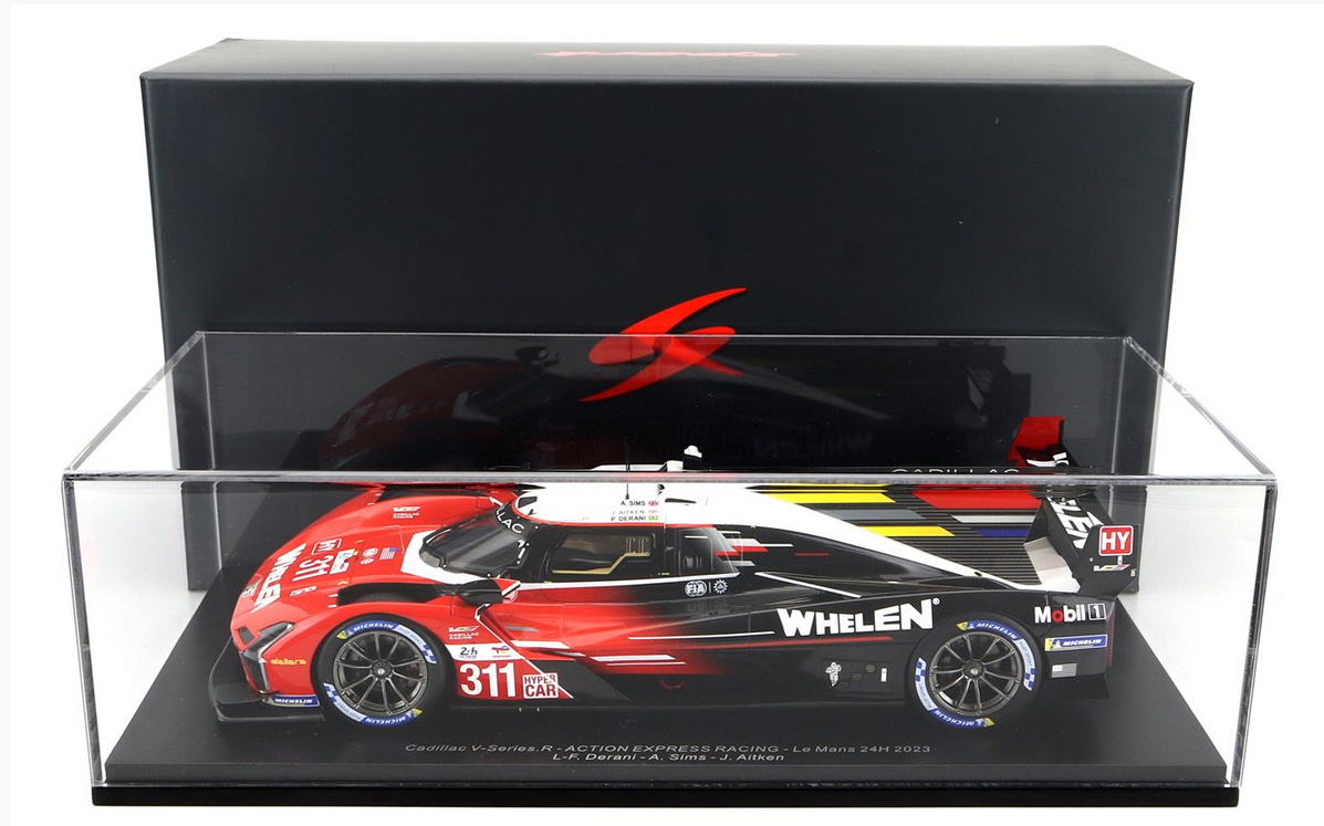 SPARK-MODEL - 1/18 - CADILLAC - V-SERIES R 5.5L V8 TEAM WHELEN ENGINEERING CADILLAC RACING N 311 24h MANS 2023 JACK AITKEN - PIPO DERANI - ALEXANDER SIMS - RED BLACK