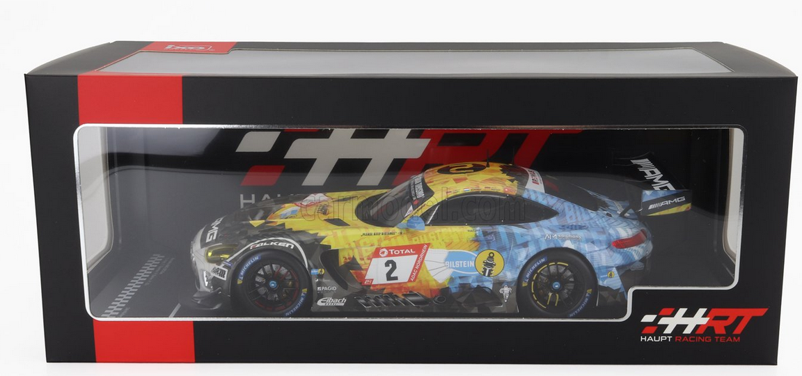 IXO-MODELS - 1/18 - MERCEDES BENZ - AMG GT3 EVO TEAM HRT N 2 24h NURBURGRING 2020 YELMER BUURMAN - HUBERT HAUPT - NICO BASTIAN - PHILIP ELLIS - YELLOW BLUE BLACK