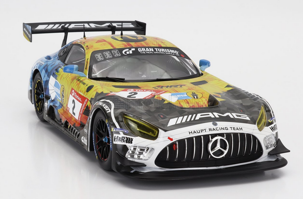 IXO-MODELS - 1/18 - MERCEDES BENZ - AMG GT3 EVO TEAM HRT N 2 24h NURBURGRING 2020 YELMER BUURMAN - HUBERT HAUPT - NICO BASTIAN - PHILIP ELLIS - YELLOW BLUE BLACK