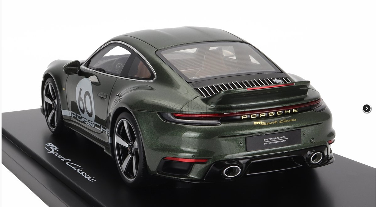 SPARK-MODEL - 1/18 - PORSCHE - 911 992 SPORT CLASSIC N 60 COUPE 2022 - CON VETRINA - WITH SHOWCASE - OAK GREEN