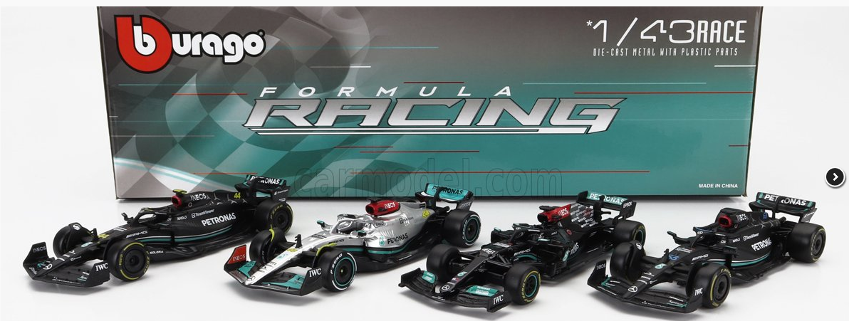 BURAGO - 1/43 - MERCEDES GP - SET F1 4X W14 TEAM MERCEDES-AMG PETRONAS