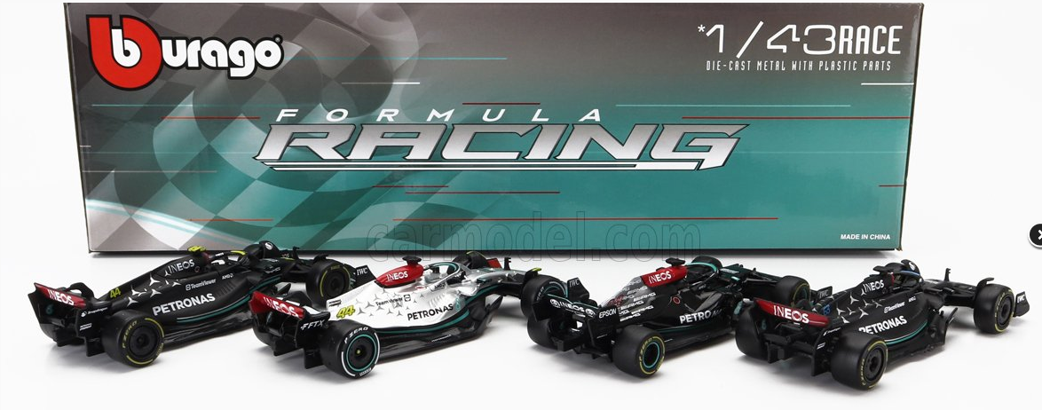 BURAGO - 1/43 - MERCEDES GP - SET F1 4X W14 TEAM MERCEDES-AMG PETRONAS