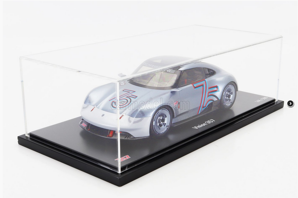 SPARK-MODEL - 1/18 - PORSCHE - VISION 357 2023 - 75th ANNIVERSARY PORSCHE SPORTS CAR 1948-2023 - CON VETRINA - WITH SHOWCASE - GREY MET