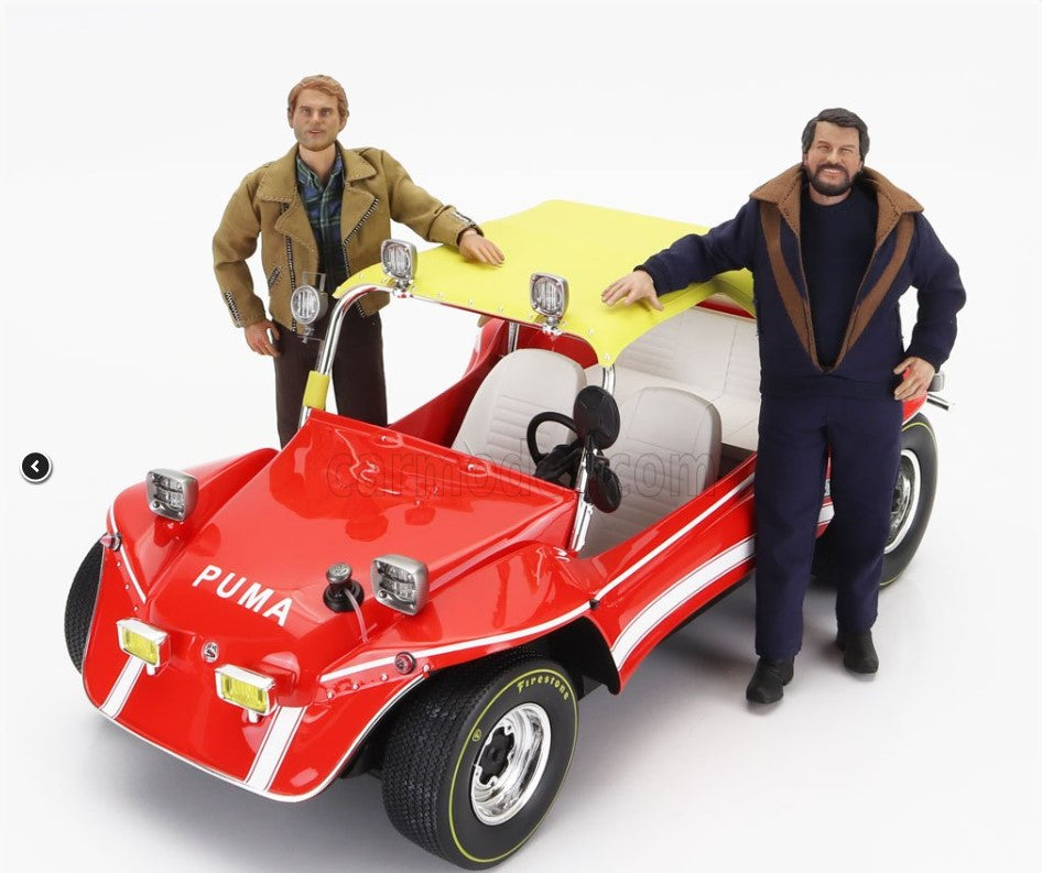 CLC-MODELS - 1/12 - PUMA - DUNE BUGGY 1972 - WITH BUD SPENCER AND TERENCE HILL ACTION FIGURES - TV SERIES - ALTRIMENTI CI ARRABBIAMO - RED