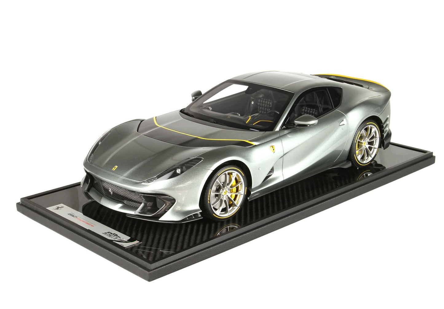 BBRModels - 1/12 Ferrari 812 Competizione 2021 Grigio Coburn Portachiavi Cuoio Schedoni incluso