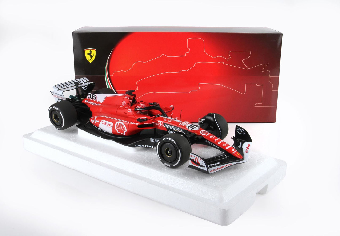 BBR-MODELS - 1/18 - FERRARI - F1 SF-23 TEAM SCUDERIA FERRARI N 16 2nd LAS VEGAS USA GP 2023 CHARLES LECLERC - RED WHITE BLACK