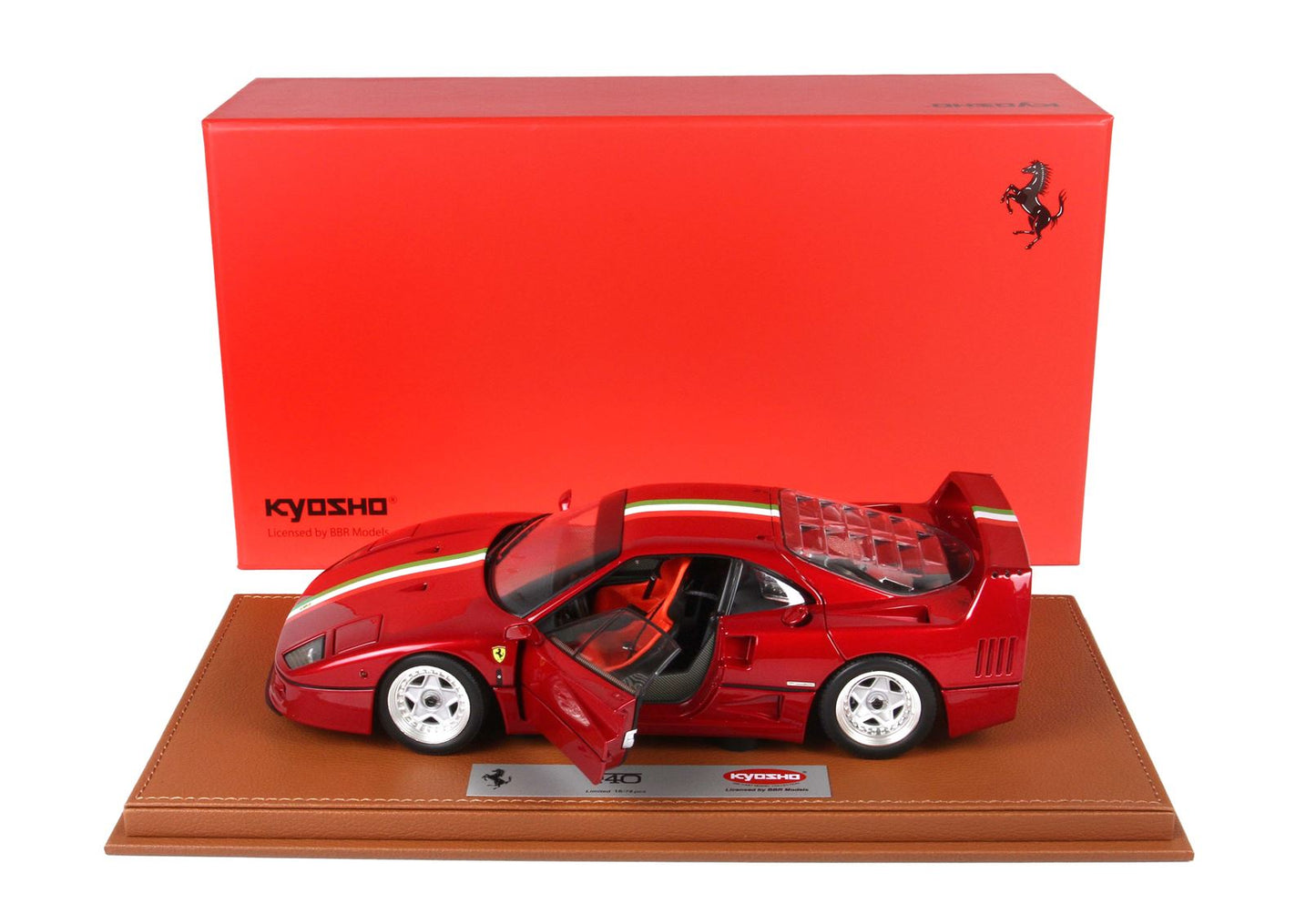 BBRModels - Ferrari F40 Rosso Metallizzato BBR-Kyosho livrea Tricolore con vetrinetta