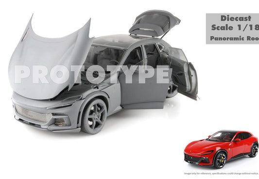 BBRModels - 1/18 Ferrari Purosangue Diecast Tetto Panoramico Rosso Corsa - Luxury Pack